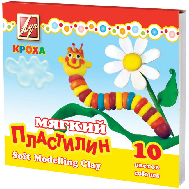 Пластилин мягкий "Кроха" 10 цветов, со стеком, картон (Луч) (Россия) (20) Пластилин мягкий "Кроха" 10 цветов, со стеком, картон (Луч) (Россия) (20)