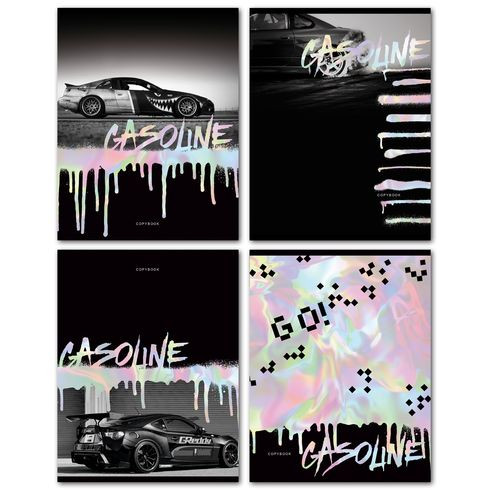 Тетрадь общая А5 скоба 48л. клетка "Gasoline" металлизация ламинация матовая (ассорти) BG (56)