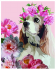 Алмазная мозаика 40*50 на подрамнике "Щенок в цветах", полная выкладка, ALM014