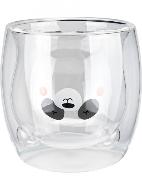 Стакан 200мл стеклянный с двойным дном "Пандочка", MILAND/ВС-0185