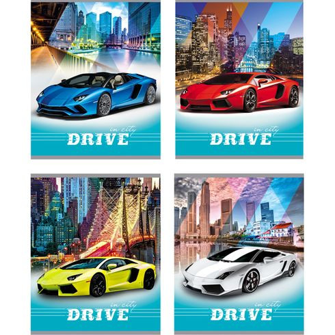 Тетрадь общая А5 скоба 48л. клетка "In city drive" (ассорти)(10/80)