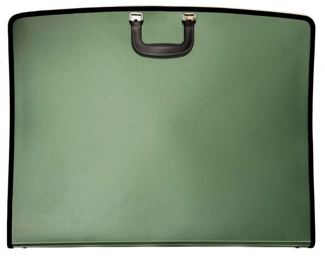 Папка для чертежей и рисунков 590*460*50, пластиковая, на молнии с трех сторон, с внутренним карманом, с внутренними удерживающими резинками, Cobest/F6124