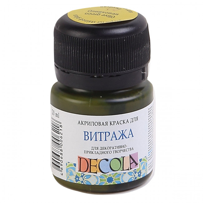 Краска акриловая для витража 20мл, цвет оливковый, банка Decola Невская палитра 4226727 Краска акриловая для витража 20мл, цвет оливковый, банка Decola Невская палитра 4226727