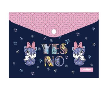 Папка с кнопкой А-5  CZ-97684 "Стесняшка" INTELLIGENT 24х17см, пластик фиолетовый с рисунком (12/1200)