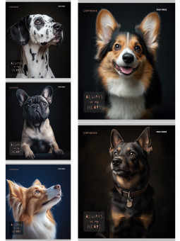 Тетрадь 48 клетка "Портретные фото собак" скрепка, Проф-Пресс/48-4338 (5/100)