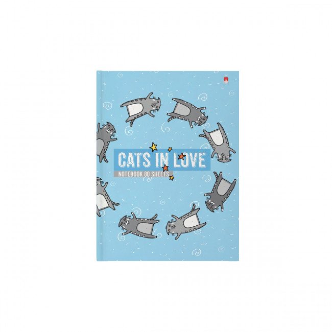 Блокнот А6 80л клетка "Cats in Love", сшивка, BV/3-80-005/39 (24)
