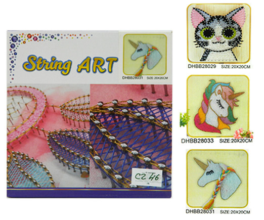 Набор для творчества CZ-46 Стринг Арт 20*20см (Рамка, нитки, гвозди, молоток) цвета ассорти, в к/кор (1/60)