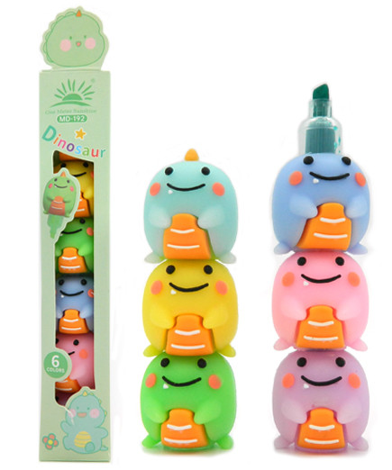 Маркер выделитель 5 цв. CZ-27 "Динозаврики" 1-3мм, скошенный, мини 30мм, в к/кор MD-192 (2/36/576)