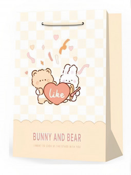 Пакет подароч. 26х32х10см "Лучшие друзья" с мат.ламинацией, бежевый, (L), MILAND/ПКП-6591 (12)