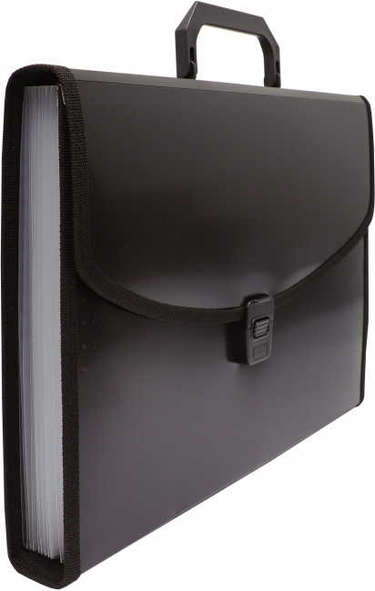 Портфель А4, 700мкр, пластик, 13 отд., с окантовкой, черный, BPP13LBLCK Бюрократ/876051