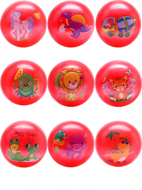 Надувной мяч "Весёлые животные-1" (цвет микс, 22 см, 60г, в пакете) кратно 10 ( Арт. И-2032)