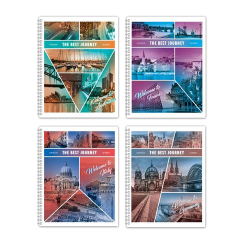 Тетрадь общая А5 гребень 96л. одна линия "Мировое турне" (ассорти) Т5гр96 7437 Тетрадь общая А5 гребень 96л. одна линия "Мировое турне" (ассорти) Т5гр96 7437