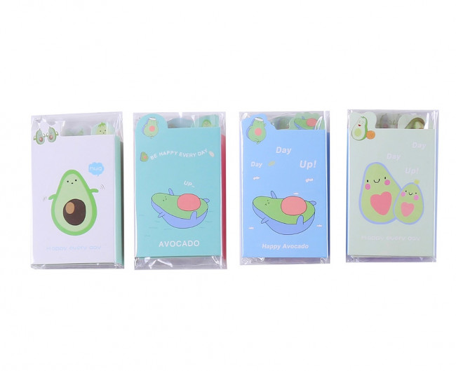 Набор блоков для записи с липким слоем HAPPY AVOCADO 9,7х5,8 см (8 фигурных блоков по 16 листов), ОПП-упаковка Набор блоков для записи с липким слоем HAPPY AVOCADO 9,7х5,8 см (8 фигурных блоков по 16 листов), ОПП-упаковка