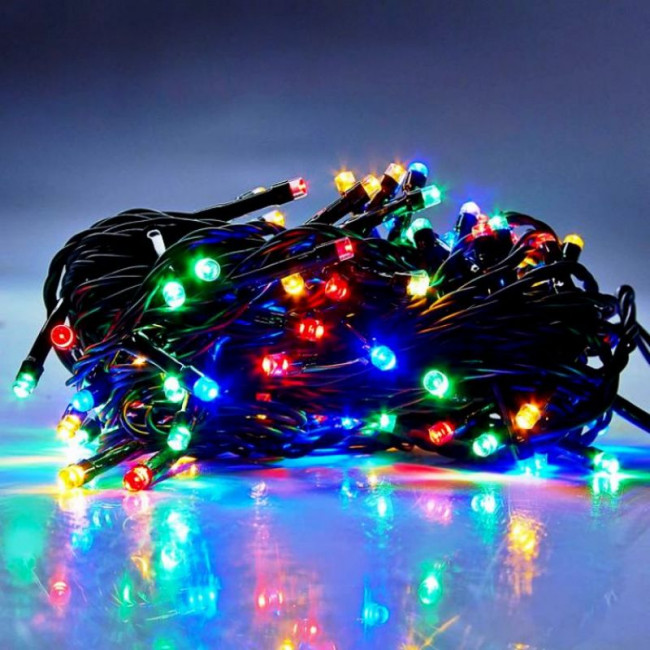 Гирлянда 400 ламп 20 метров, цветные, тёмная нить