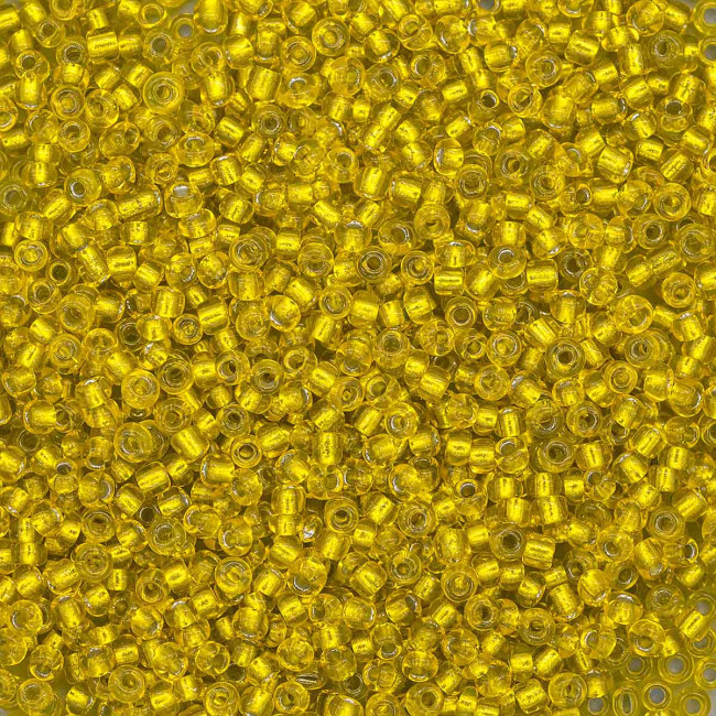 Бисер "ASMAR" размер №12, вес: 450 г, жёлтый, внутреннее серебрение