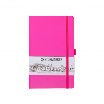 Блокнот для зарисовок 140г/кв.м 13*21см 80л, твердая обложка, фуксия, Sketchmarker/23142323SM
