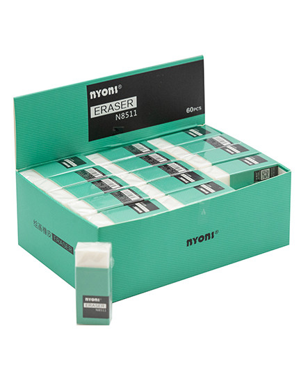 Ластик  Nyoni WGNB-17 "Белый" 45*18*10мм прямоугольный, в к/кор N8511 (60/60/1200)