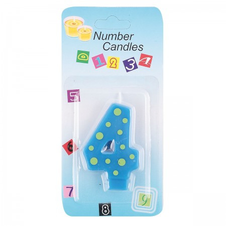 Свеча для торта Цифра 4 в горошек 17501/593