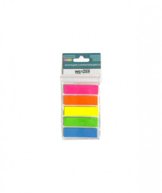 Закладки самоклеящиеся 20 л.*5 цв. WENZER OFFiCE 1,2 x 4,5 см, неоновые (50) Закладки самоклеящиеся 20 л.*5 цв. WENZER OFFiCE 1,2 x 4,5 см, неоновые (50)