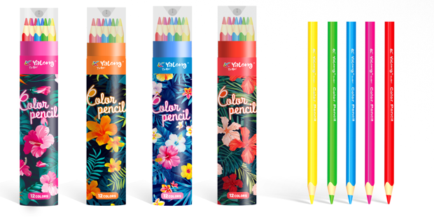 Набор цветных карандашей 12цв., "Цветы" в тубусе, заточенные, Yalong/YL241063-12