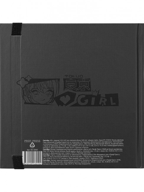 Скетчбук "Аниме стайл". Формат:165х165мм 96стр, Проф-Пресс/48-3000 (32)