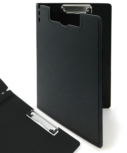 Планшет  PVC с доп. створкой DI-38 А4 черный, зажим сверху (1/100)