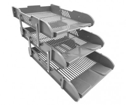 Лоток д/бумаг горизонт. DB-172 синий, 3 яруса, сетчатый, пластик, раздвижной (1/24)