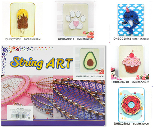 Набор для творчества CZ-47 Стринг Арт 15*20см (Рамка, нитки, гвозди, молоток) цвета ассорти, в к/кор (1/80)