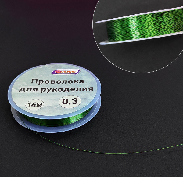 Проволока для рукоделия 0,3 мм 14 м, зеленый, Asmar (10) Проволока для рукоделия 0,3 мм 14 м, зеленый, Asmar (10)