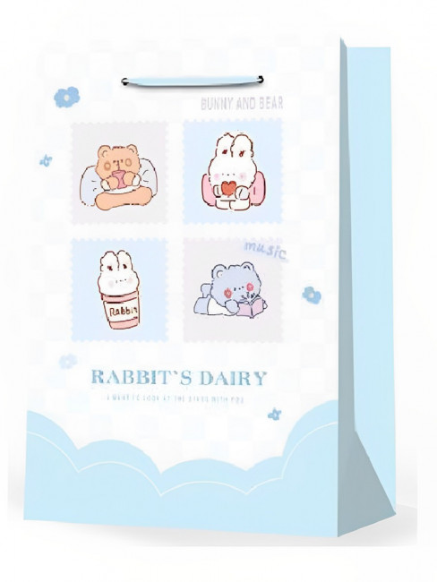 Пакет подароч. 26х32х10см "Лучшие друзья" с мат.ламинацией, голубой, (L), MILAND/ПКП-6592 (12)