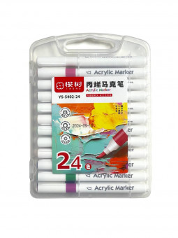 Набор акриловых маркеров Acrilie Marker, кисть, 24 цв., в пластиквом пенале, Inshu/YS5402-24 (18/72)