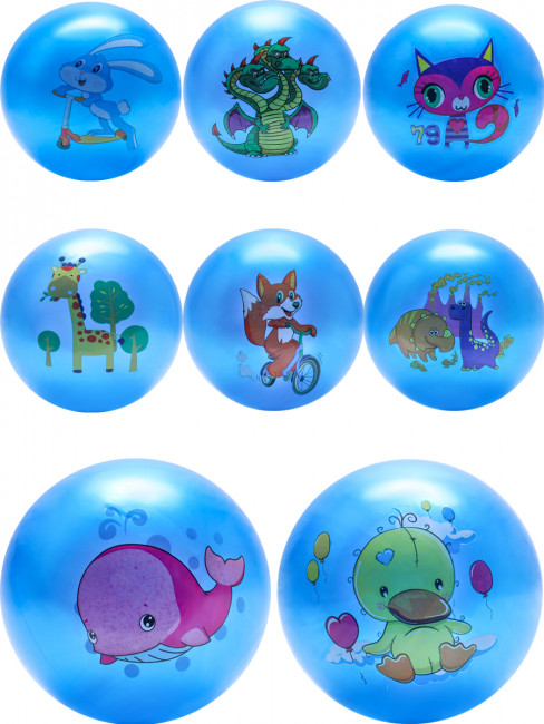 Надувной мяч "Весёлые животные-2" (цвет микс, 22 см, 60г, в пакете) кратно 10 ( Арт. И-2033)