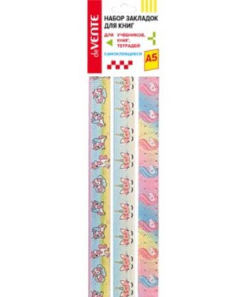 Набор закладок-ляссе А5 "Unicorn" самоклеящихся для книг, 3 двусторонних широких ленты, deVENTE/8065946 (20) Набор закладок-ляссе А5 "Unicorn" самоклеящихся для книг, 3 двусторонних широких ленты, deVENTE/8065946 (20)