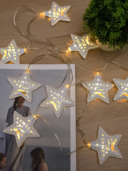 Гирлянда с насадками Звездочки 1,6 м 10 фигур работает от батареек 2*АА MILAND/ГН-0031 Гирлянда с насадками Звездочки 1,6 м 10 фигур работает от батареек 2*АА MILAND/ГН-0031