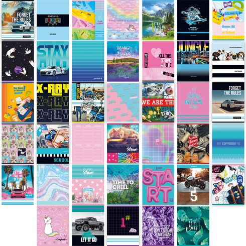 Тетрадь общая А5 скоба 48л. клетка "Super-Super Mix-40" (ассорти) 40 дизайнов BG (8/80)