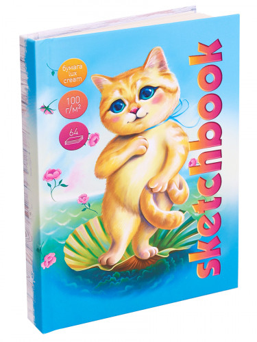Скетчбук Котёнок А6, 7БЦ, матовая ламинация + лен, 64л, 100г С64-5525 Скетчбук Котёнок А6, 7БЦ, матовая ламинация + лен, 64л, 100г С64-5525