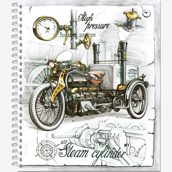 Тетрадь общ.,170х203, 48л., гребень, "Стимпанк", 4+0, 4 диз (30)