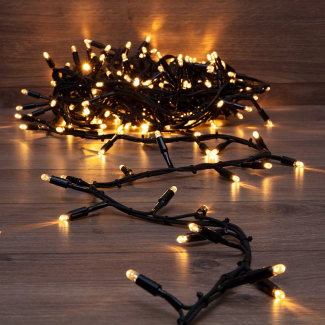 Гирлянда 500 ламп 25 метров, тёплый свет, тёмная нить