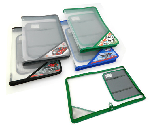 Папка для труда  CВ-286 Для Мальчиков из прозрачного пластика с рисунком на уголке, молния сверху, ассорти (1/12/240)