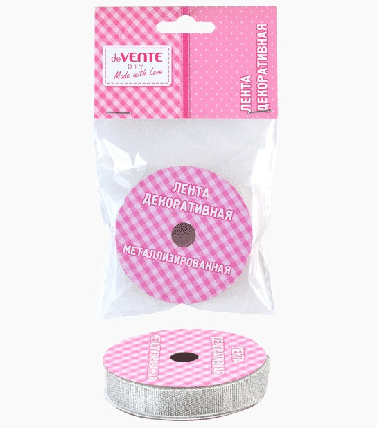 Лента декоративная металлизированная "Metallic" ширина 13 мм, длина 3 м, серебристая, deVENTE/9040008 Лента декоративная металлизированная "Metallic" ширина 13 мм, длина 3 м, серебристая, deVENTE/9040008