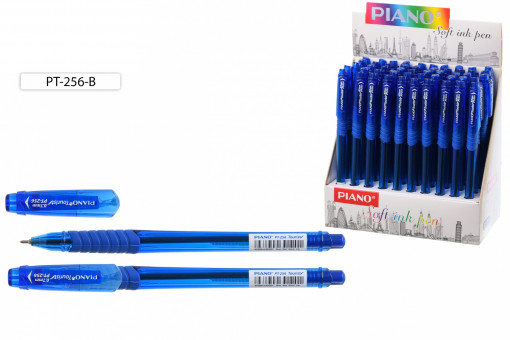 Ручка шариковая 0,7мм синяя "Piano Tourist", на масляной основе, синий полупрозрачный корпус, PIANO/PT-256-B (50)