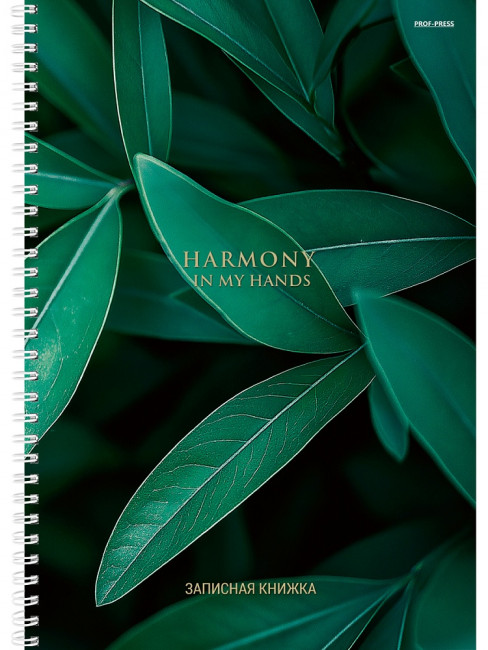 Записная книжка А4 100л клетка "Зелёные листья - 4", 7БЦ, на гребне, Проф-Пресс/100-7209 (10)