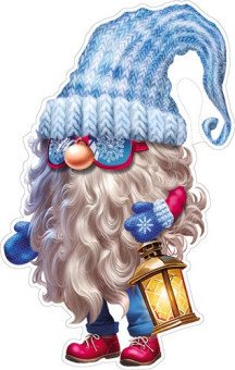 Плакат фигурный 230х220мм "Гномик с фонарём", ФМ1-16573 (10)