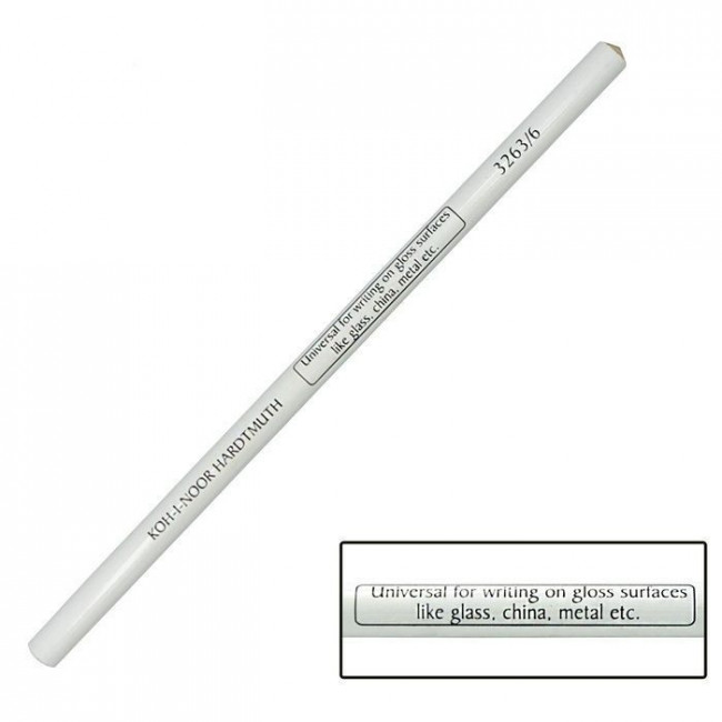 Карандаш 4,3мм для рисования на стекле, фарфоре, пластмассе и металле, белый, Koh-I-Noor/3263006001KS (6)