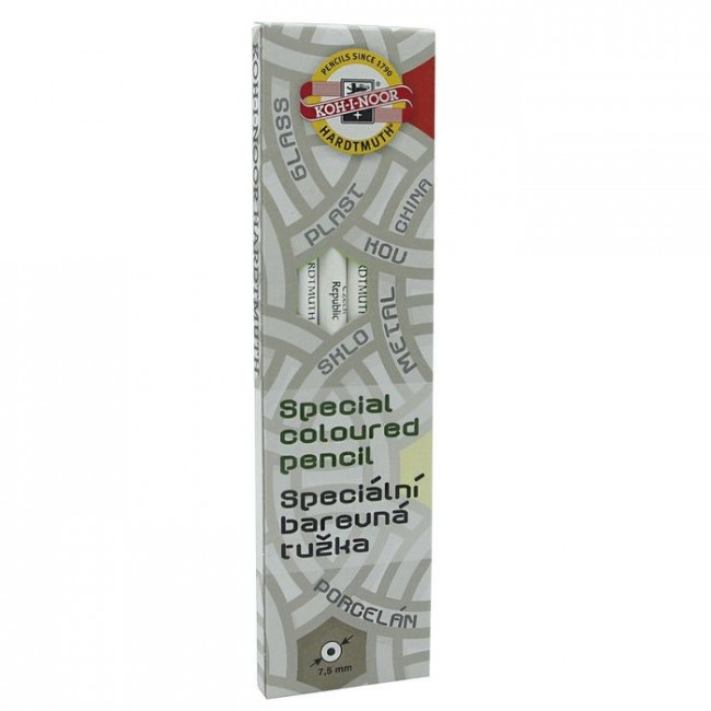 Карандаш 4,3мм для рисования на стекле, фарфоре, пластмассе и металле, белый, Koh-I-Noor/3263006001KS (6)