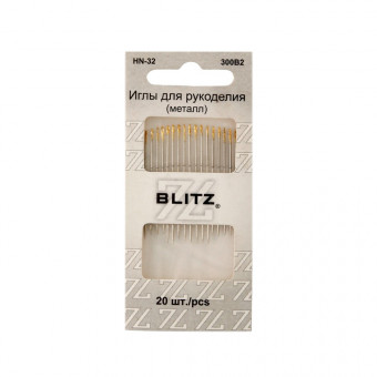 Иглы для шитья ручные для рукоделия, 20шт, никель, BLITZ/HN-32 300В2 Иглы для шитья ручные для рукоделия, 20шт, никель, BLITZ/HN-32 300В2