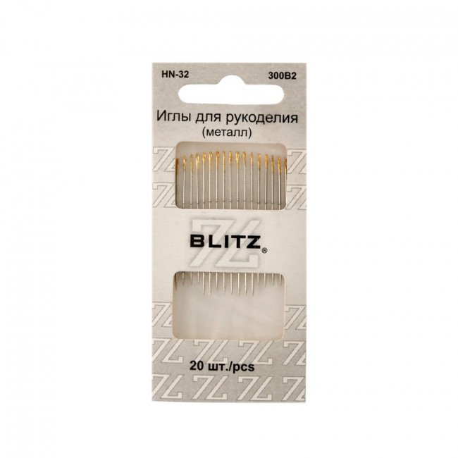 Иглы для шитья ручные для рукоделия, 20шт, никель, BLITZ/HN-32 300В2