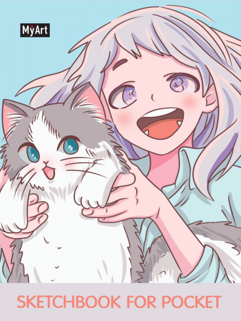 Скетчбук pocket "Милый котик аниме" MyArt. Формат:105х149х11 96стр, Проф-Пресс