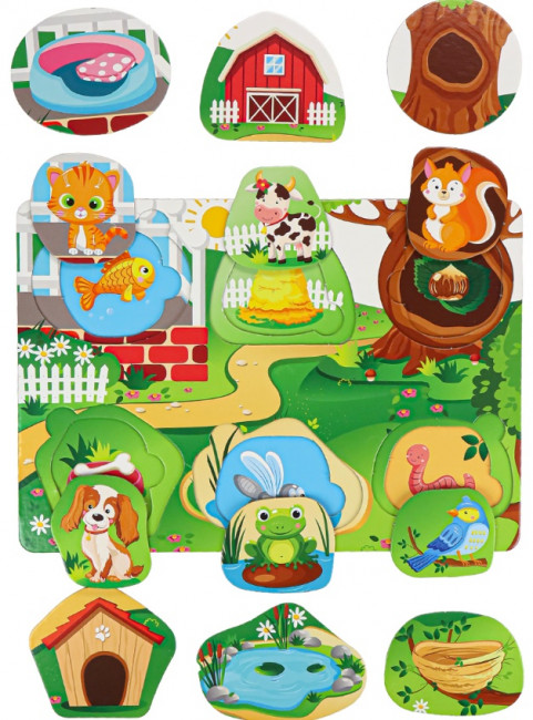 Рамка-вкладыш трехслойная "Кто где живёт и что ест" П-9405 Рамка-вкладыш трехслойная "Кто где живёт и что ест" П-9405