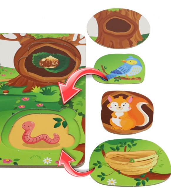 Рамка-вкладыш трехслойная "Кто где живёт и что ест" П-9405 Рамка-вкладыш трехслойная "Кто где живёт и что ест" П-9405